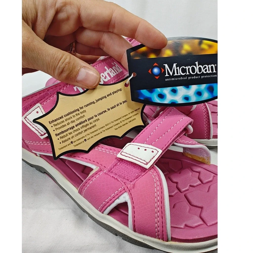 Timberland Mad River 2-Strap Sandals Rose Pink White EU 36 4 Big Kids New in Box